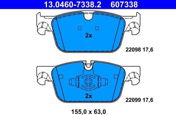 ATE 13.0460-7338.2 - Kit pastiglie freno, Freno a disco www.autoricambit.com