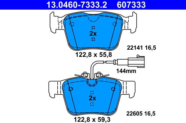 ATE 13.0460-7333.2 - Kit pastiglie freno, Freno a disco www.autoricambit.com