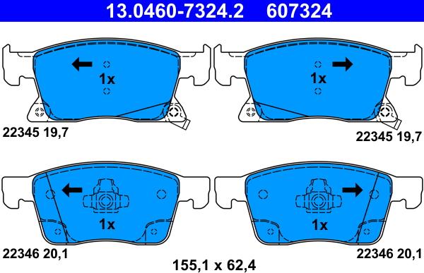 ATE 13.0460-7324.2 - Kit pastiglie freno, Freno a disco www.autoricambit.com