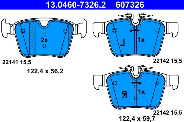 ATE 13.0460-7326.2 - Kit pastiglie freno, Freno a disco www.autoricambit.com