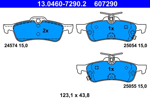 ATE 13.0460-7290.2 - Kit pastiglie freno, Freno a disco www.autoricambit.com