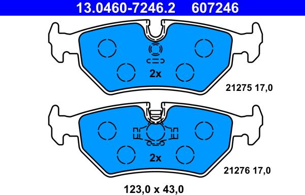 ATE 13.0460-7246.2 - Kit pastiglie freno, Freno a disco www.autoricambit.com