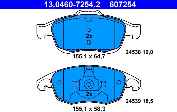 ATE 13.0460-7254.2 - Kit pastiglie freno, Freno a disco www.autoricambit.com