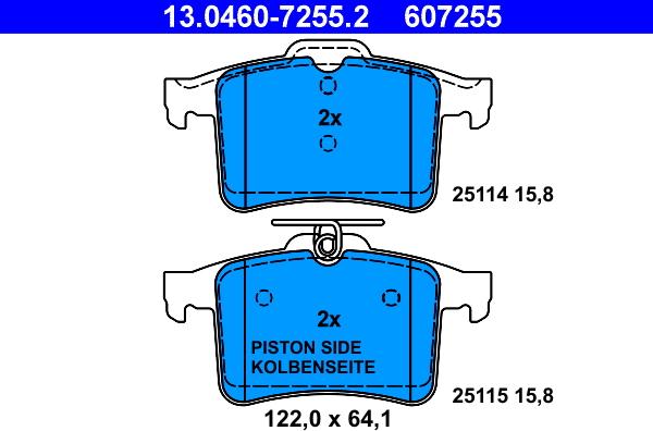 ATE 13.0460-7255.2 - Kit pastiglie freno, Freno a disco www.autoricambit.com