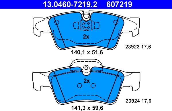 ATE 13.0460-7219.2 - Kit pastiglie freno, Freno a disco www.autoricambit.com