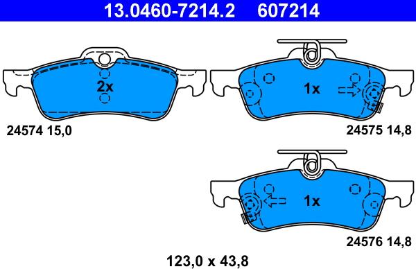 ATE 13.0460-7214.2 - Kit pastiglie freno, Freno a disco www.autoricambit.com