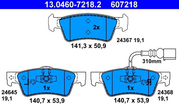 ATE 13.0460-7218.2 - Kit pastiglie freno, Freno a disco www.autoricambit.com