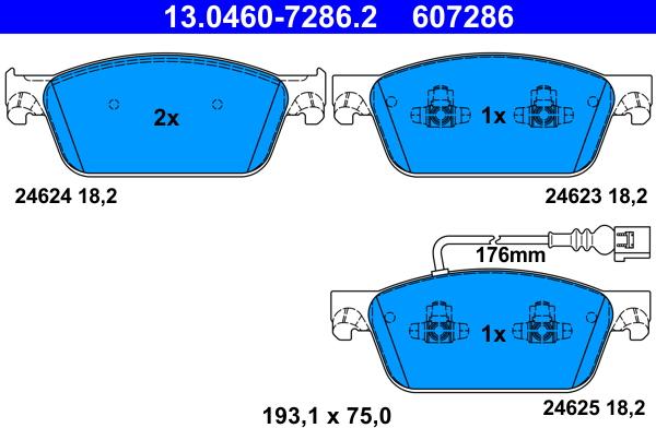 ATE 13.0460-7286.2 - Kit pastiglie freno, Freno a disco www.autoricambit.com