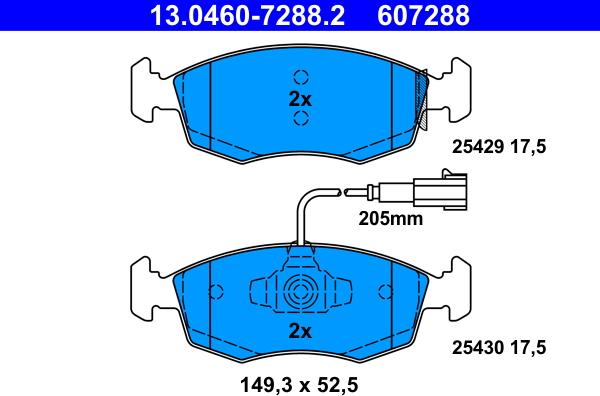 ATE 13.0460-7288.2 - Kit pastiglie freno, Freno a disco www.autoricambit.com