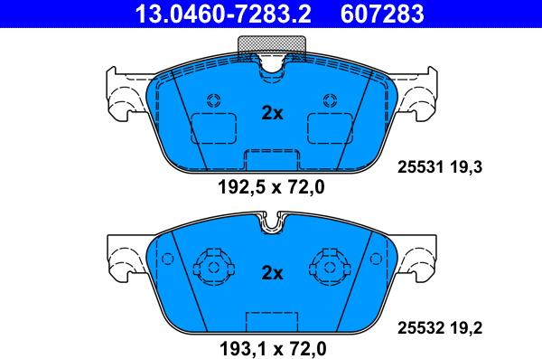 ATE 13.0460-7283.2 - Kit pastiglie freno, Freno a disco www.autoricambit.com