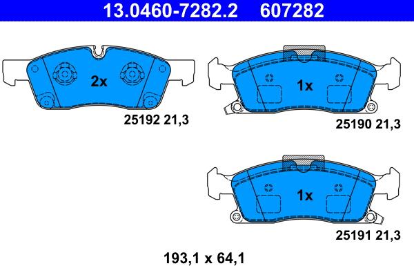 ATE 13.0460-7282.2 - Kit pastiglie freno, Freno a disco www.autoricambit.com