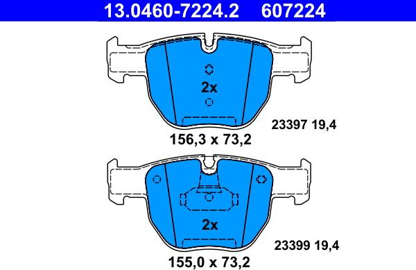 ATE 13.0460-7224.2 - Kit pastiglie freno, Freno a disco www.autoricambit.com