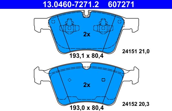 ATE 13.04607271.2 - Kit pastiglie freno, Freno a disco www.autoricambit.com