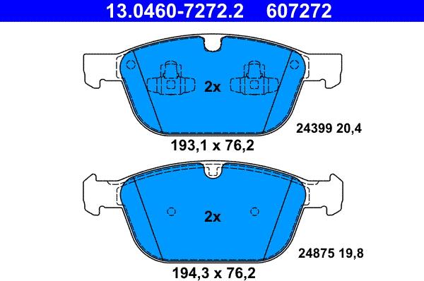 ATE 13.0460-7272.2 - Kit pastiglie freno, Freno a disco www.autoricambit.com