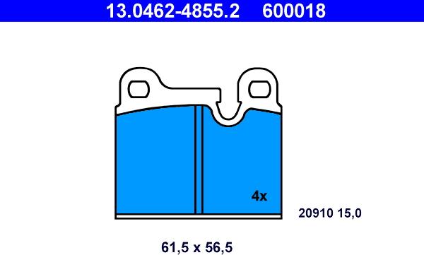 ATE 13.0462-4855.2 - Kit pastiglie freno, Freno a disco www.autoricambit.com