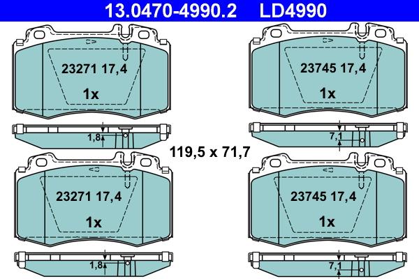 ATE 13.0470-4990.2 - Kit pastiglie freno, Freno a disco www.autoricambit.com