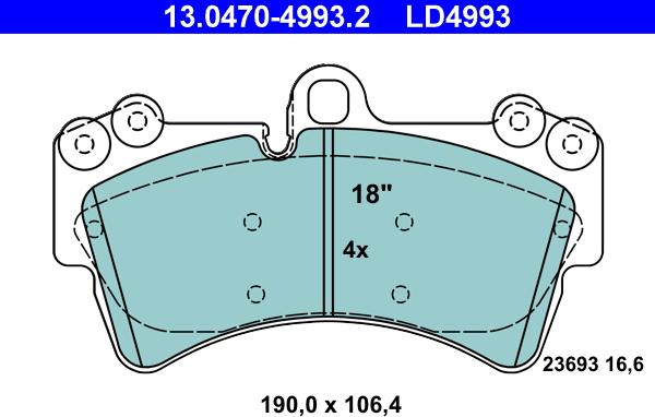 ATE 13.0470-4993.2 - Kit pastiglie freno, Freno a disco www.autoricambit.com