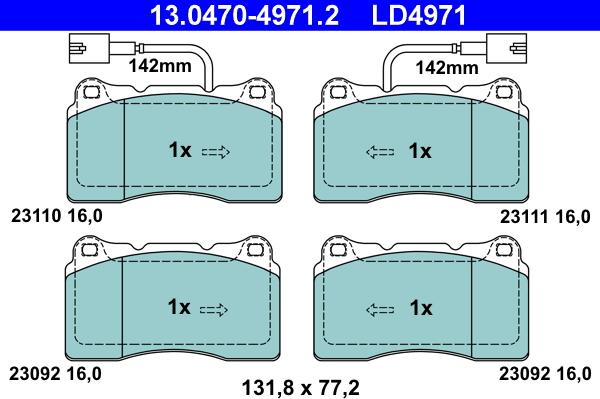 ATE 13.0470-4971.2 - Kit pastiglie freno, Freno a disco www.autoricambit.com