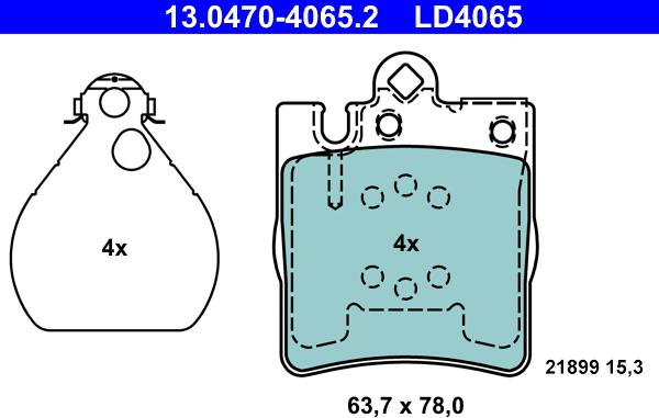 ATE 13.0470-4065.2 - Kit pastiglie freno, Freno a disco www.autoricambit.com