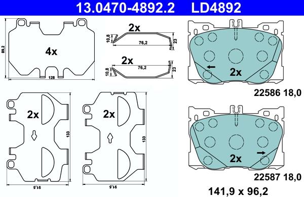 ATE 13.0470-4892.2 - Kit pastiglie freno, Freno a disco www.autoricambit.com