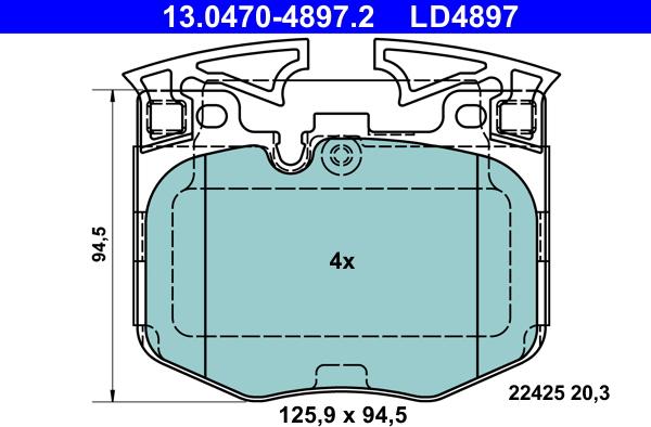 ATE 13.0470-4897.2 - Kit pastiglie freno, Freno a disco www.autoricambit.com