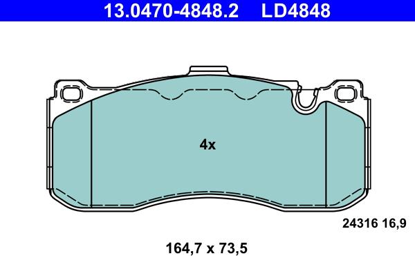 ATE 13.0470-4848.2 - Kit pastiglie freno, Freno a disco www.autoricambit.com