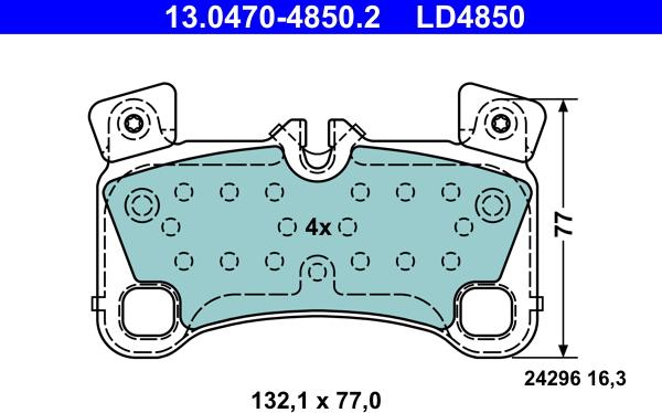 ATE 13.0470-4850.2 - Kit pastiglie freno, Freno a disco www.autoricambit.com