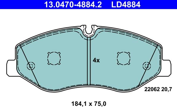 ATE 13.0470-4884.2 - Kit pastiglie freno, Freno a disco www.autoricambit.com