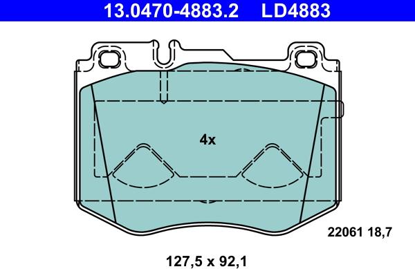 ATE 13.0470-4883.2 - Kit pastiglie freno, Freno a disco www.autoricambit.com