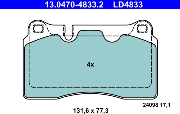 ATE 13.0470-4833.2 - Kit pastiglie freno, Freno a disco www.autoricambit.com