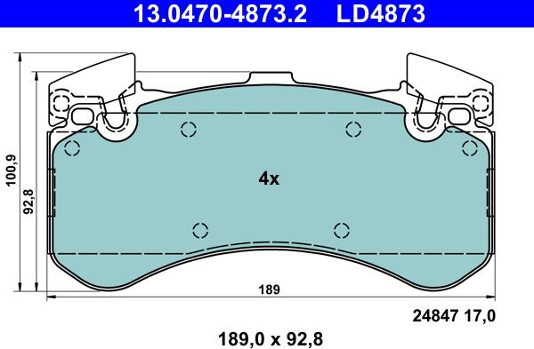 ATE 13.0470-4873.2 - Kit pastiglie freno, Freno a disco www.autoricambit.com