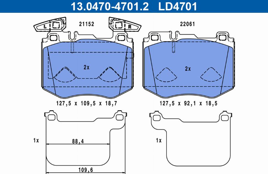 ATE 13.0470-4701.2 - Kit pastiglie freno, Freno a disco www.autoricambit.com