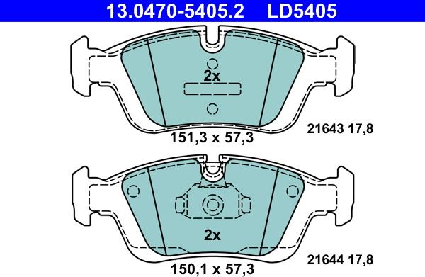 ATE 13.0470-5405.2 - Kit pastiglie freno, Freno a disco www.autoricambit.com