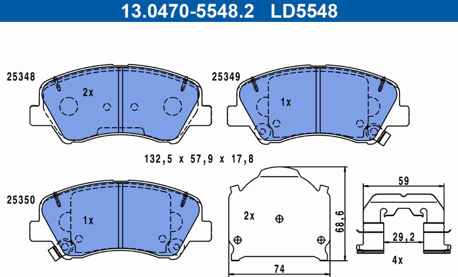 ATE 13.0470-5548.2 - Kit pastiglie freno, Freno a disco www.autoricambit.com