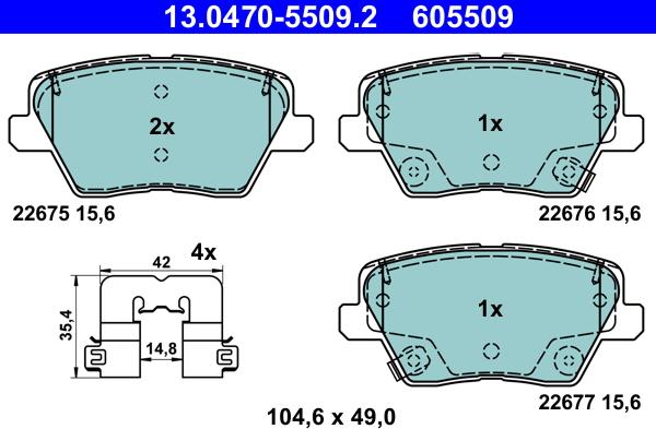 ATE 13.0470-5509.2 - Kit pastiglie freno, Freno a disco www.autoricambit.com