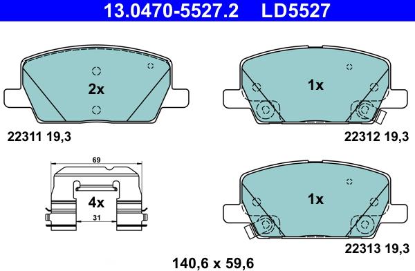 ATE 13.0470-5527.2 - Kit pastiglie freno, Freno a disco www.autoricambit.com