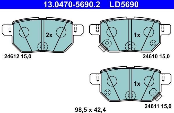 ATE 13.0470-5690.2 - Kit pastiglie freno, Freno a disco www.autoricambit.com