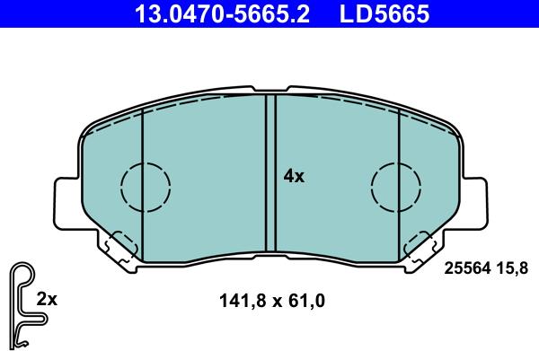 ATE 13.0470-5665.2 - Kit pastiglie freno, Freno a disco www.autoricambit.com