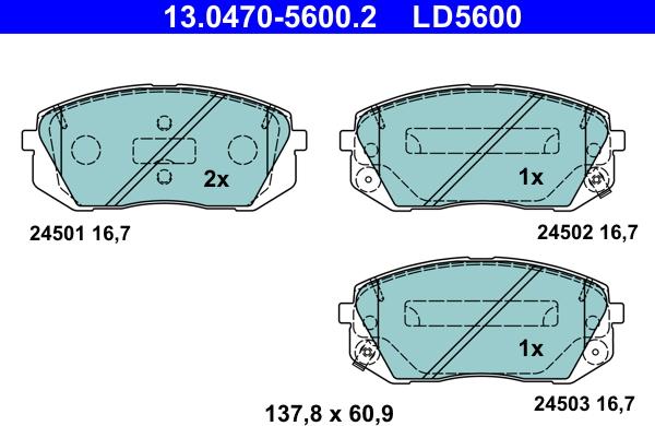 ATE 13.0470-5600.2 - Kit pastiglie freno, Freno a disco www.autoricambit.com