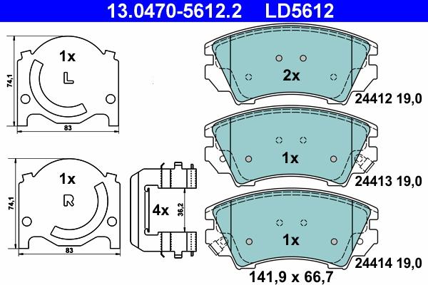 ATE 13.0470-5612.2 - Kit pastiglie freno, Freno a disco www.autoricambit.com