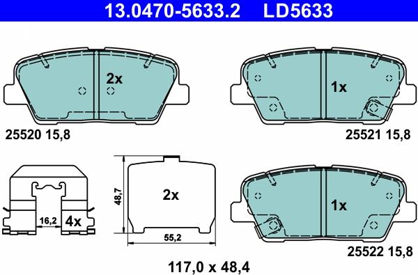 ATE 13.0470-5633.2 - Kit pastiglie freno, Freno a disco www.autoricambit.com