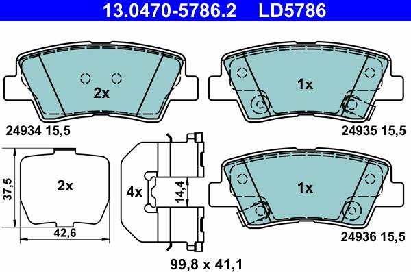 ATE 13.0470-5786.2 - Kit pastiglie freno, Freno a disco www.autoricambit.com