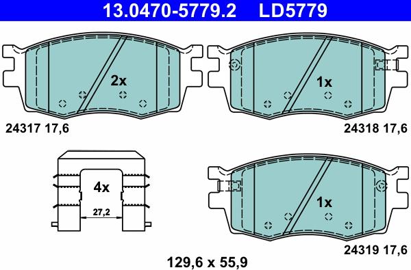 ATE 13.0470-5779.2 - Kit pastiglie freno, Freno a disco www.autoricambit.com