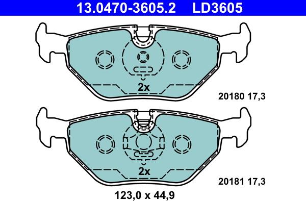 ATE 13.0470-3605.2 - Kit pastiglie freno, Freno a disco www.autoricambit.com