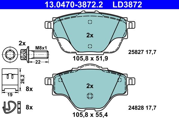 ATE 13.0470-3872.2 - Kit pastiglie freno, Freno a disco www.autoricambit.com