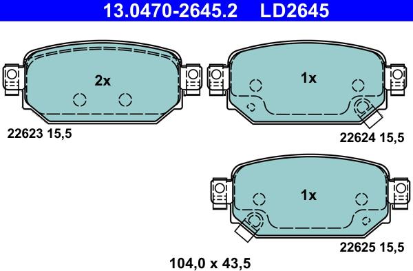 ATE 13.0470-2645.2 - Kit pastiglie freno, Freno a disco www.autoricambit.com