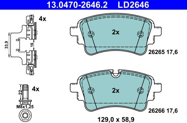 ATE 13.0470-2646.2 - Kit pastiglie freno, Freno a disco www.autoricambit.com