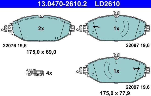 ATE 13.0470-2610.2 - Kit pastiglie freno, Freno a disco www.autoricambit.com