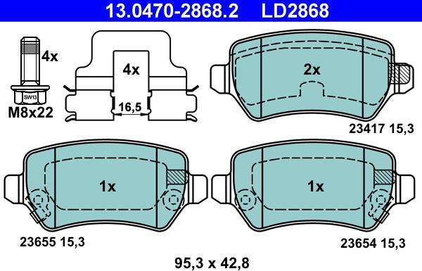 ATE 13.0470-2868.2 - Kit pastiglie freno, Freno a disco www.autoricambit.com