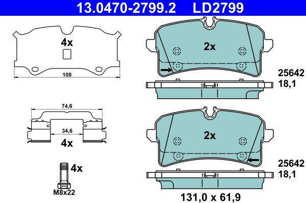 ATE 13.0470-2799.2 - Kit pastiglie freno, Freno a disco www.autoricambit.com